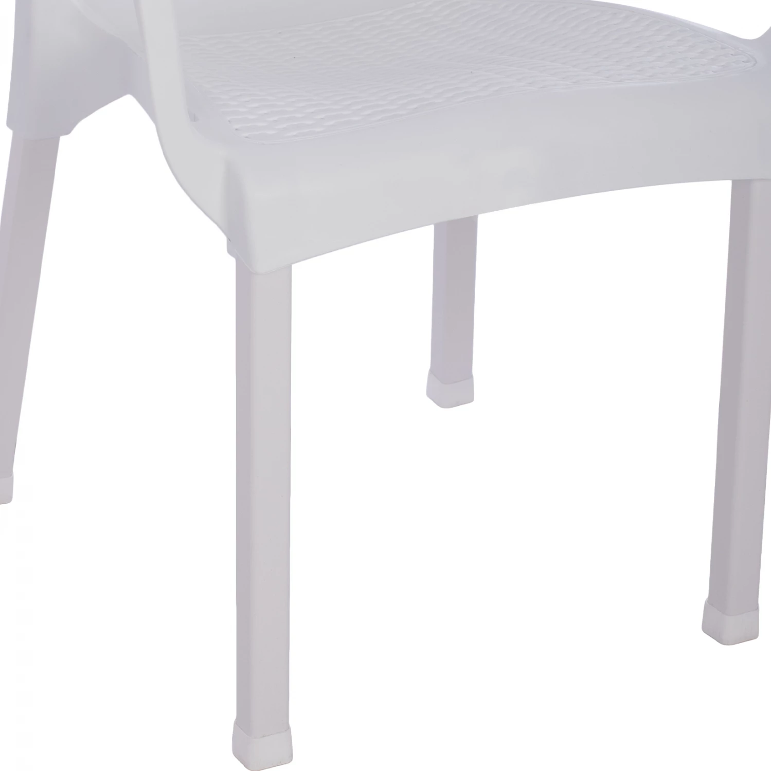Karrige e bardhë polipropileni rattan, këmbë alumini, FH5591.01, 60x60x82 cm