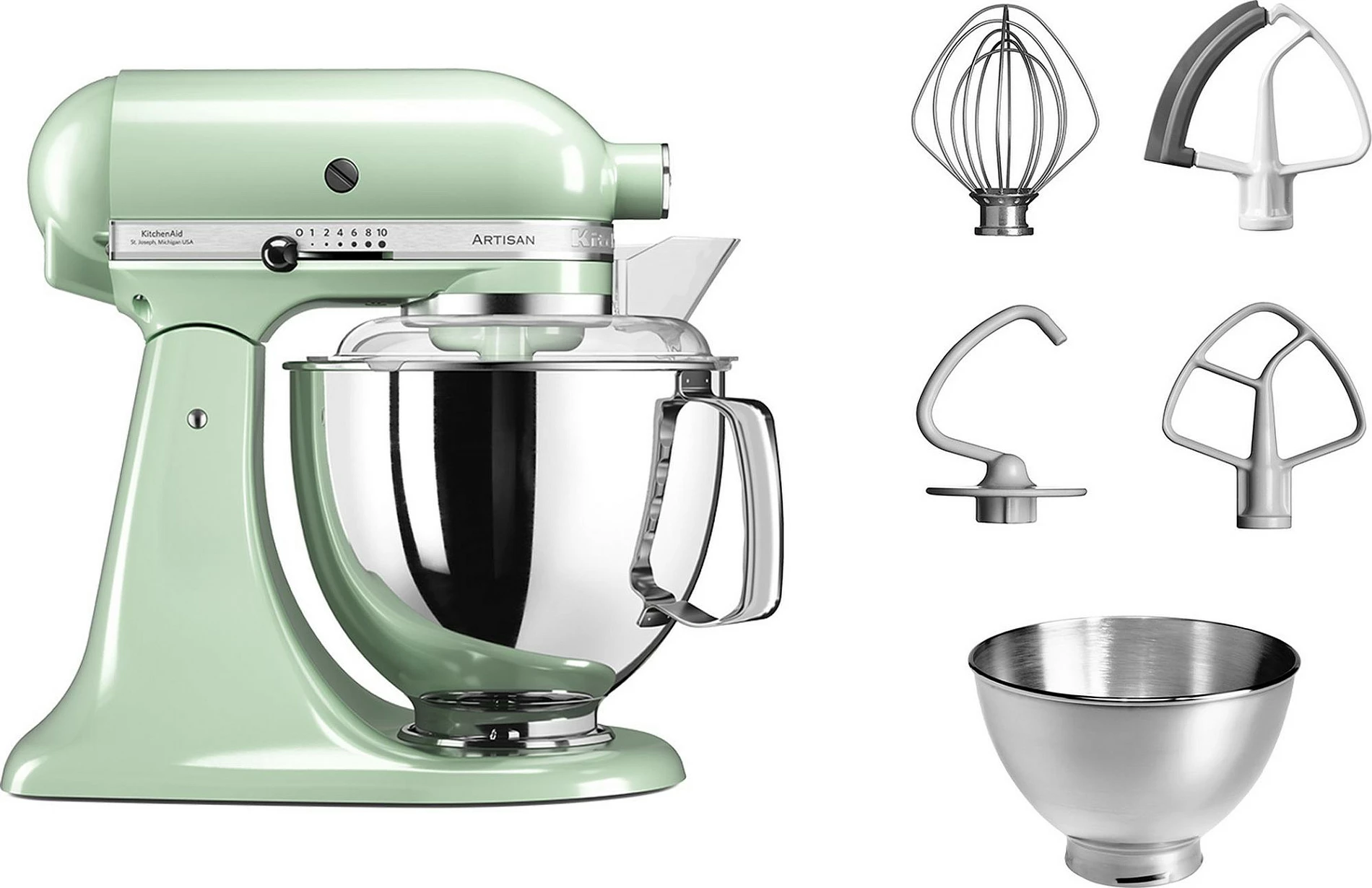 Mikser stacionar KitchenAid Artisan 5KSM175PSEPT, tas 4.8L, 300W, 10 shpejtësi, pistakio jeshile