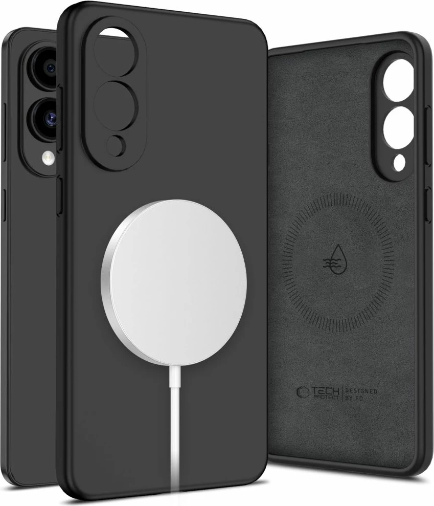 Mbështjellës Tech-Protect Liquid Silicone MagSafe për Samsung Galaxy S25 Edge, zi