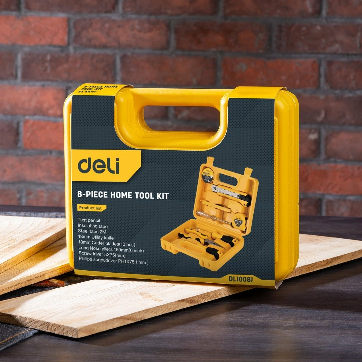 Set veglash Deli Tools EDL1008J, 8 copë, e verdhë