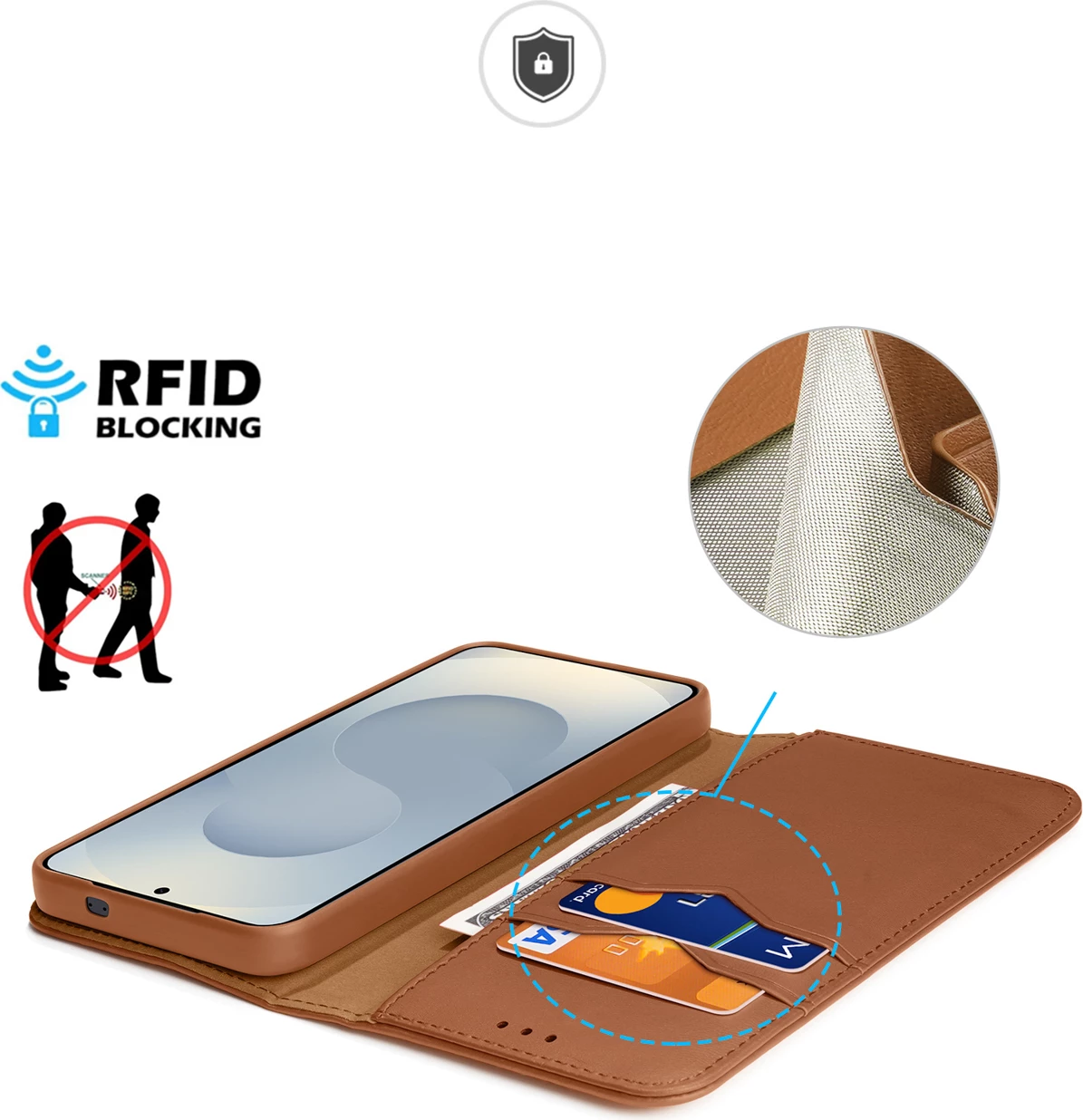 Mbështjellës Dux Ducis Hivo për Samsung Galaxy S25 Edge, me kapak, mbrojtje RFID, kafe