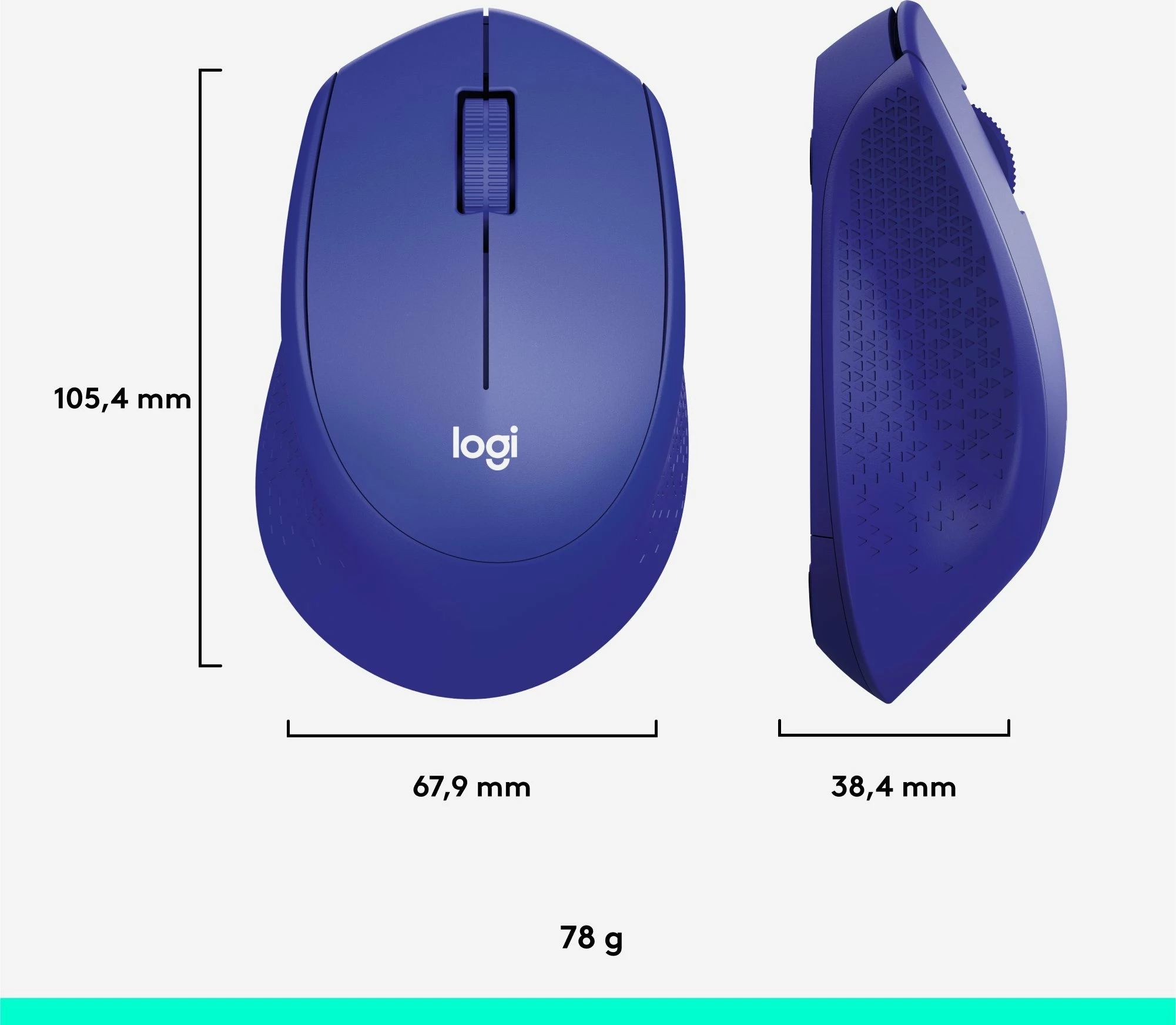 Maus Logitech M330 Silent Plus 910-004910 1000 DPI Wireless USB, blu