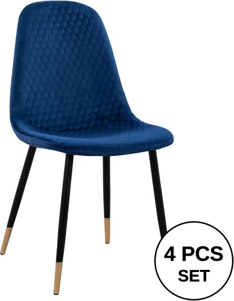 Karrige Lucille FH8552.08 prej kadifeje blu me kornizë metalike 45x56x81cm, set prej 4 copë