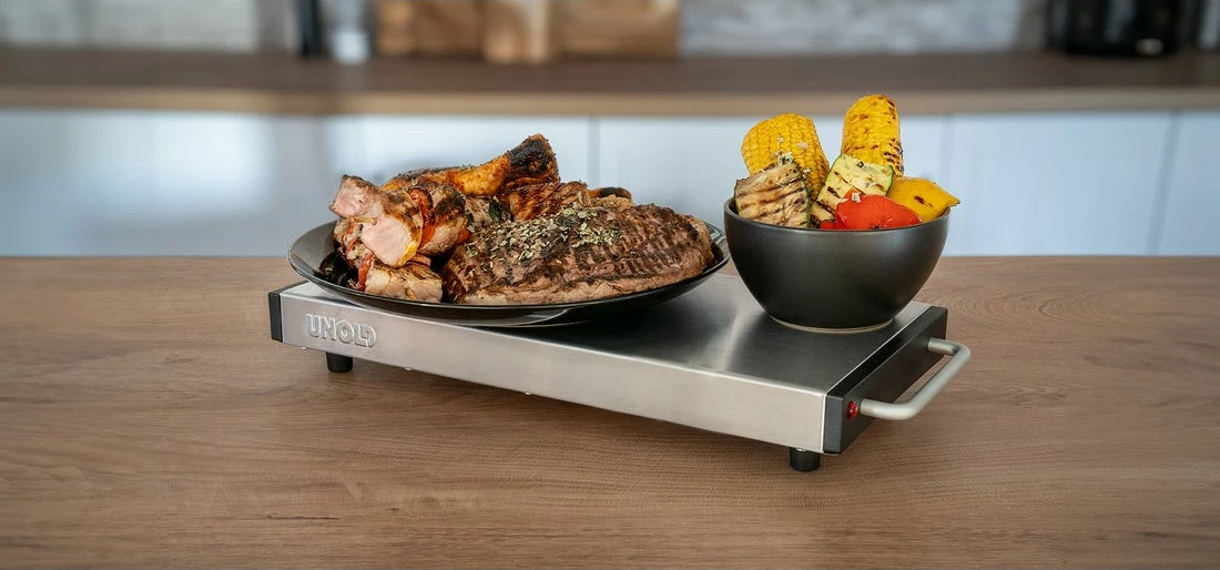 Pjatë ngrohëse UNOLD Elena 1100W, çelik inoks, e zezë