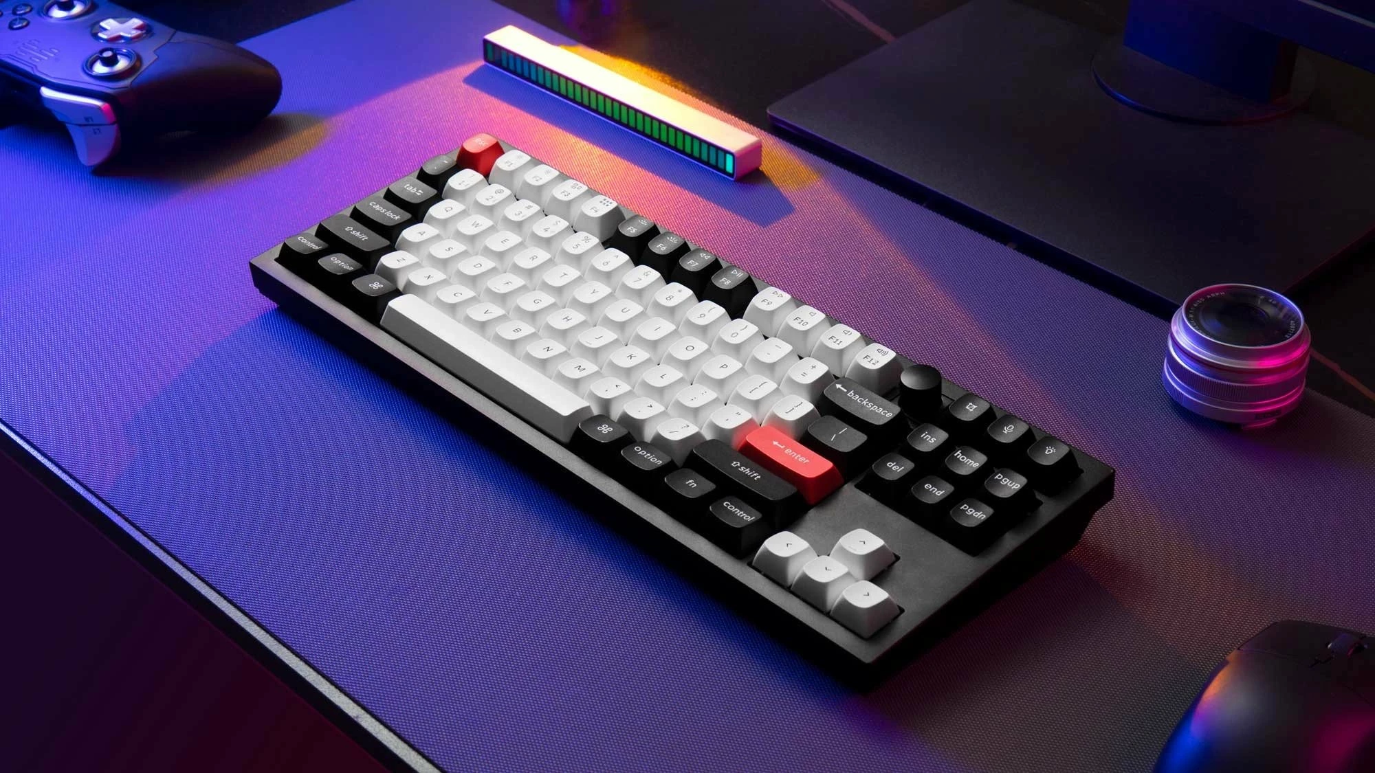 Tastierë mekanike Keychron Q3 HE QMK Wireless TKL 80% me knob, Gateron Double-Rail Magnetic Nebula Switch, Carbon Black