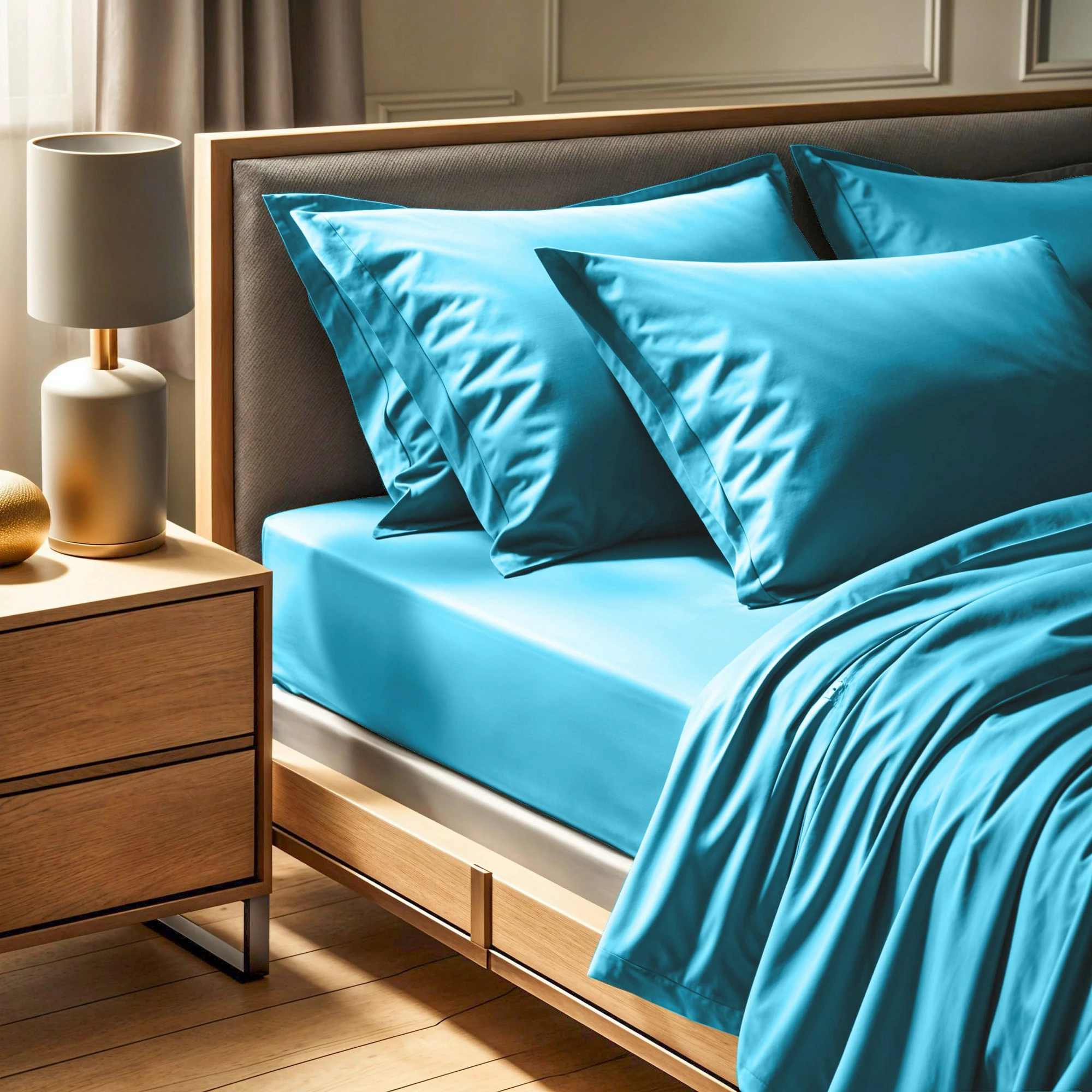 Çarçaf i vetem ranforce, ngjyrë turquoise, L'essentiel, 100x200+30 cm