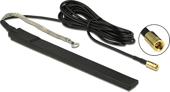 Antenë DAB+ DeLOCK, SMB, aktive 23 dBi, kabllo 3 m, omnidireksionale, e zezë