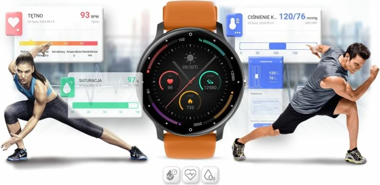 Smartwatch Gravity për meshkuj, zi-portokalli