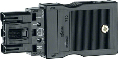 Prizë hyrëse Hager G4703, Wago 3-pol, 230V, për kabllo 1.5-2.5 mm², e zezë