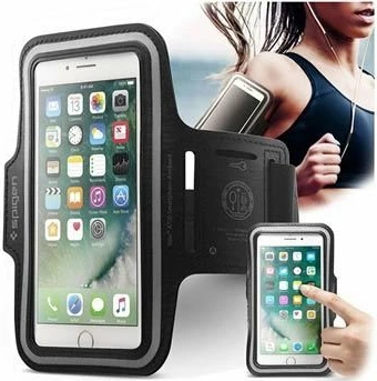 Mbështjellës sportiv me shirit krahu Spigen Velo MPN 8182, për telefona 5-6\", i zi