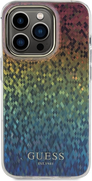 Mbështjellës Guess IML Faceted Mirror Disco Iridescent për iPhone 14 Pro Max, shumëngjyrësh