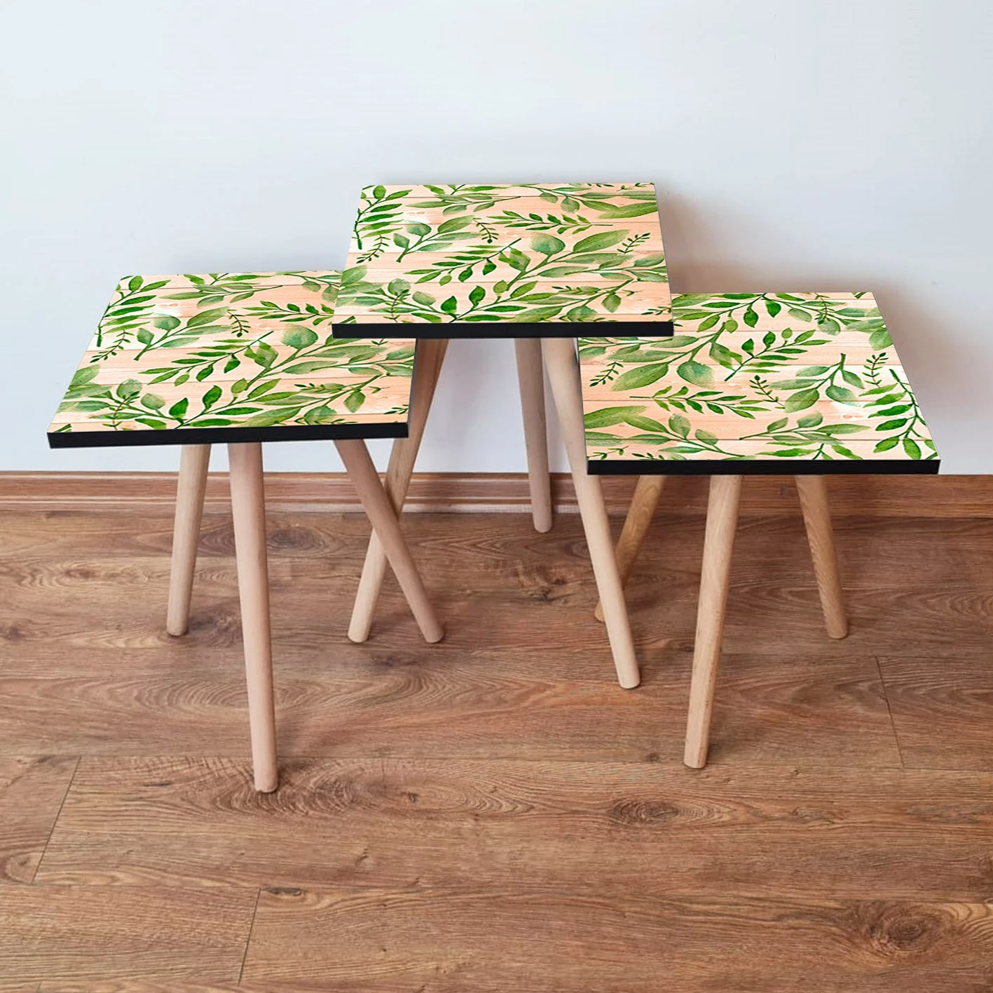 Set tavolinash të vendosshme, 3 copë, Skye Decor, salmon dhe e gjelbër, 3Shp261