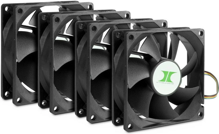 Ventilator kasë Inter-Tech 80mm, PWM, set 4 copë, 12V, i zi