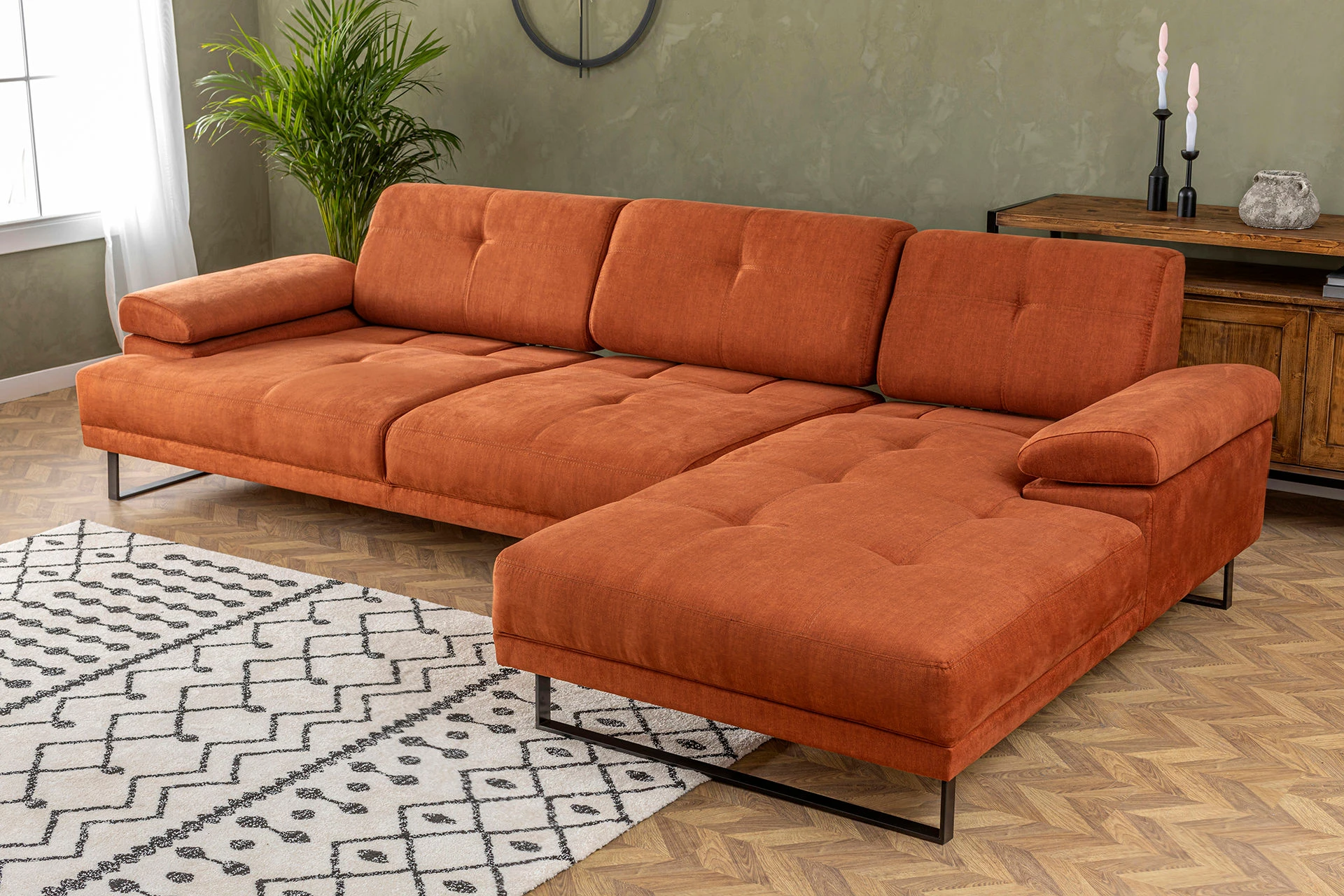 Këndore e madhe, ngjyrë portokalli, Atelier del Sofa Mustang, këndi i djathtë