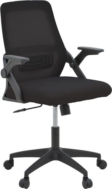 Karrige zyre Reji, material rrjetë dhe pëlhurë, e zezë, 58x60x89-99cm