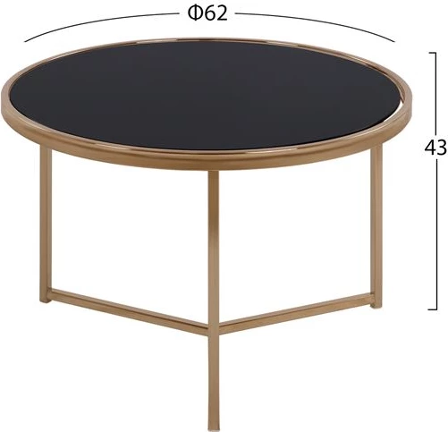 Tavolinë rrethore Francesco FH8607 me sipërfaqe qelqi dhe kornizë metalike