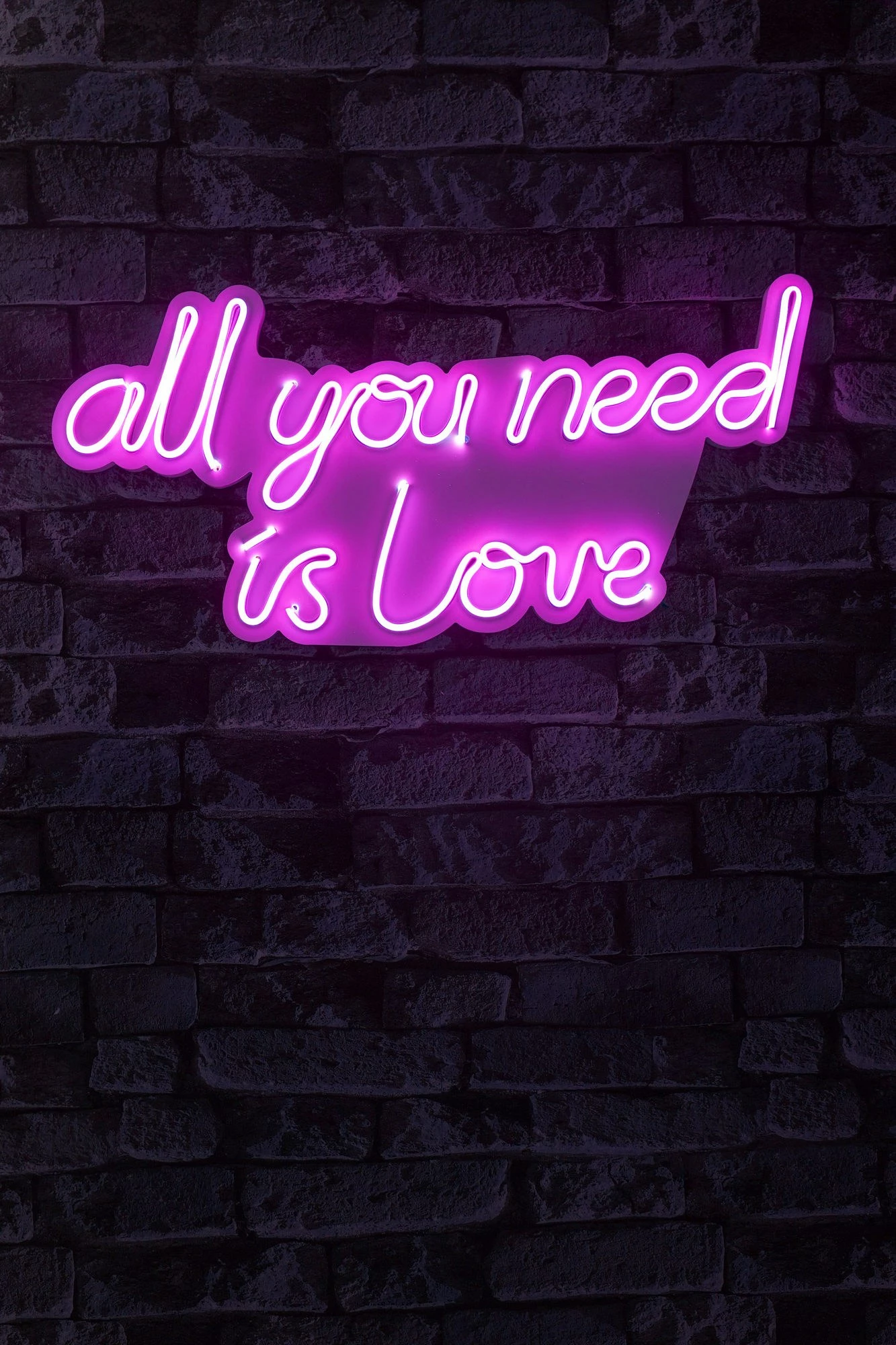 Dekor dritash LED plastike, 'all you need is love', ngjyrë rozë