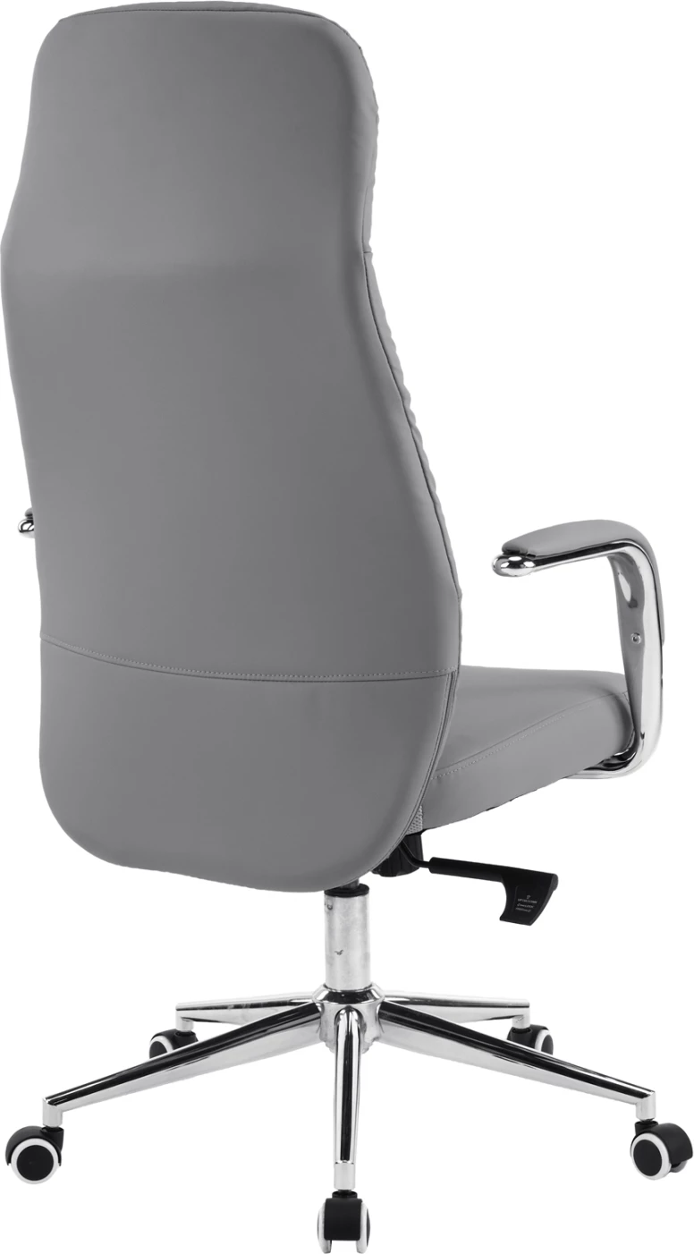 Karrige zyre TEETER, lëkurë sintetike gri, bazë kromi, 67x66x121cm