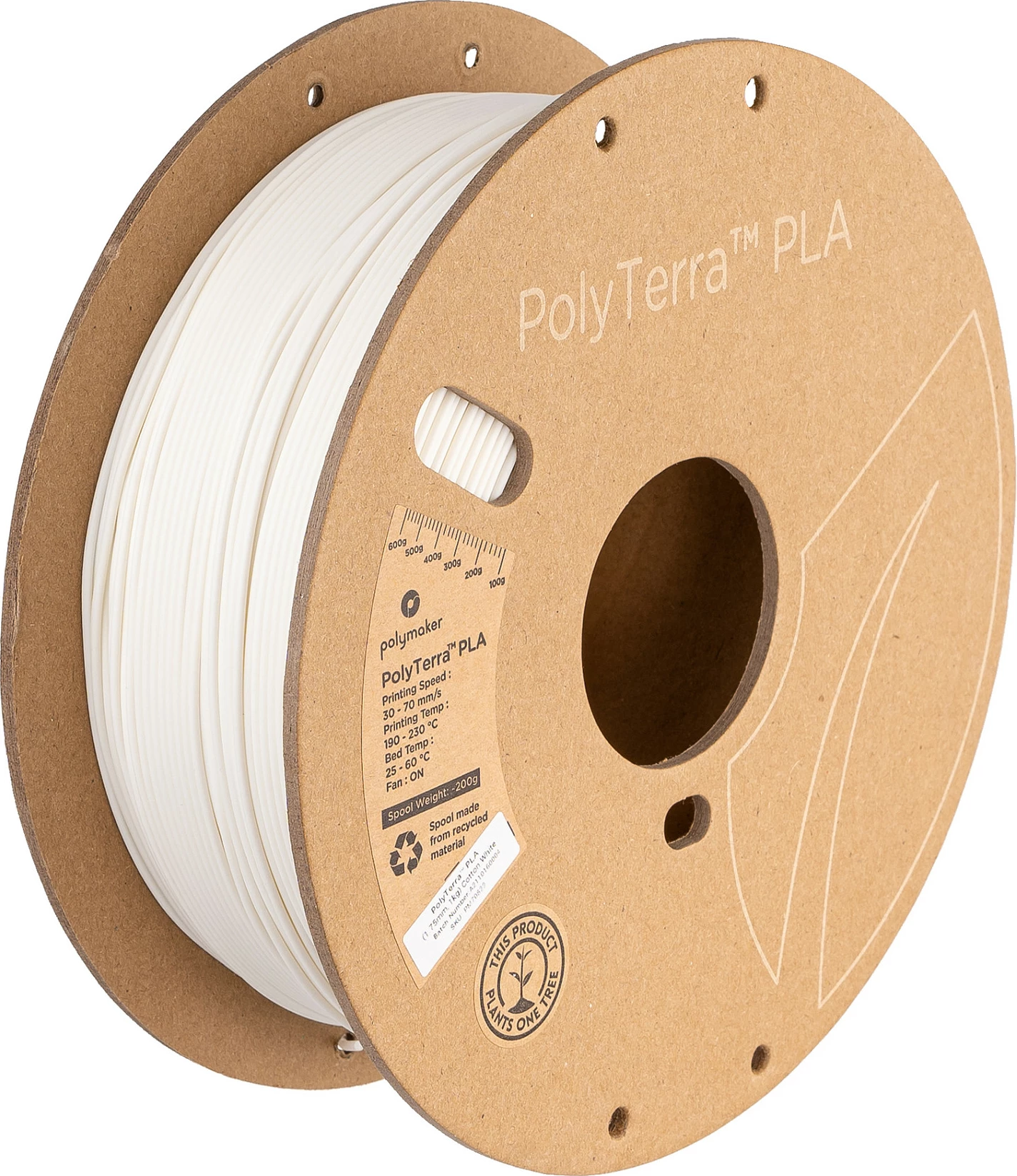 Filament PLA Polmask 1.75mm 1kg, Cotton White