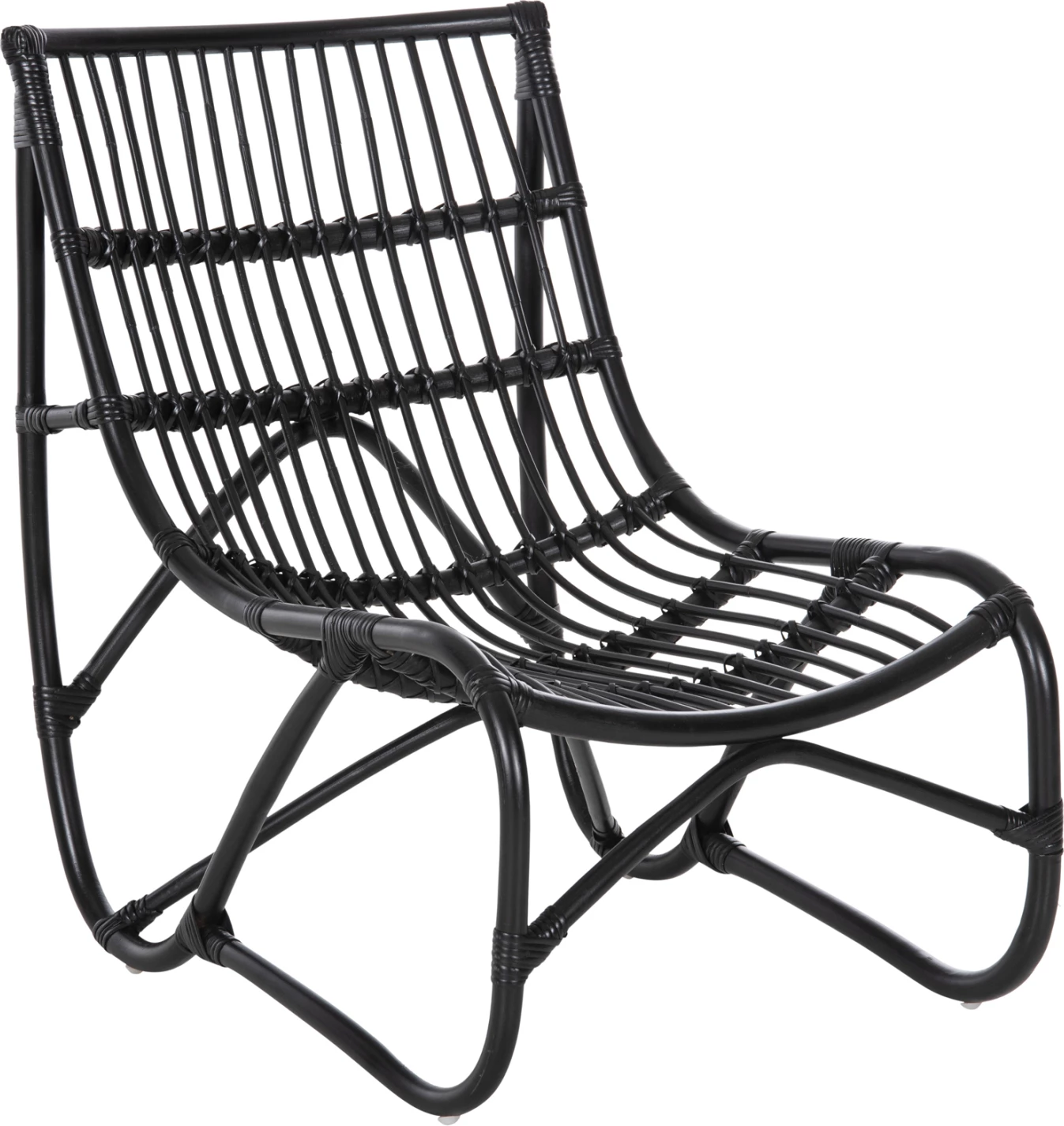 Karrige e jashtme GRINN, shkopinj Rattan, ngjyrë e zezë, 56.5x73.5x79.5H cm