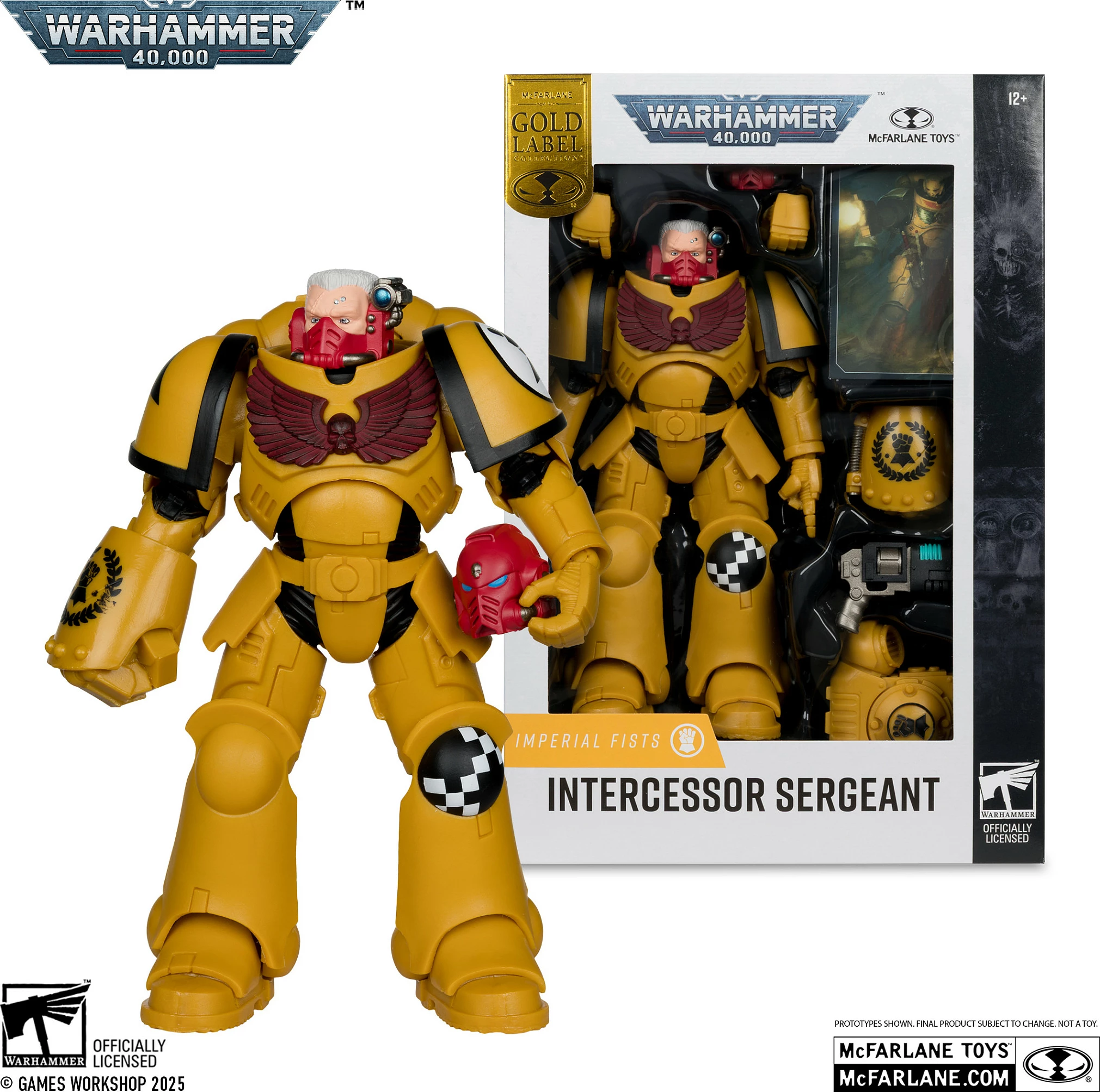 Figurinë aksioni McFarlane Warhammer 40,000 Intercessor Sergeant, 7 inç, e verdhë