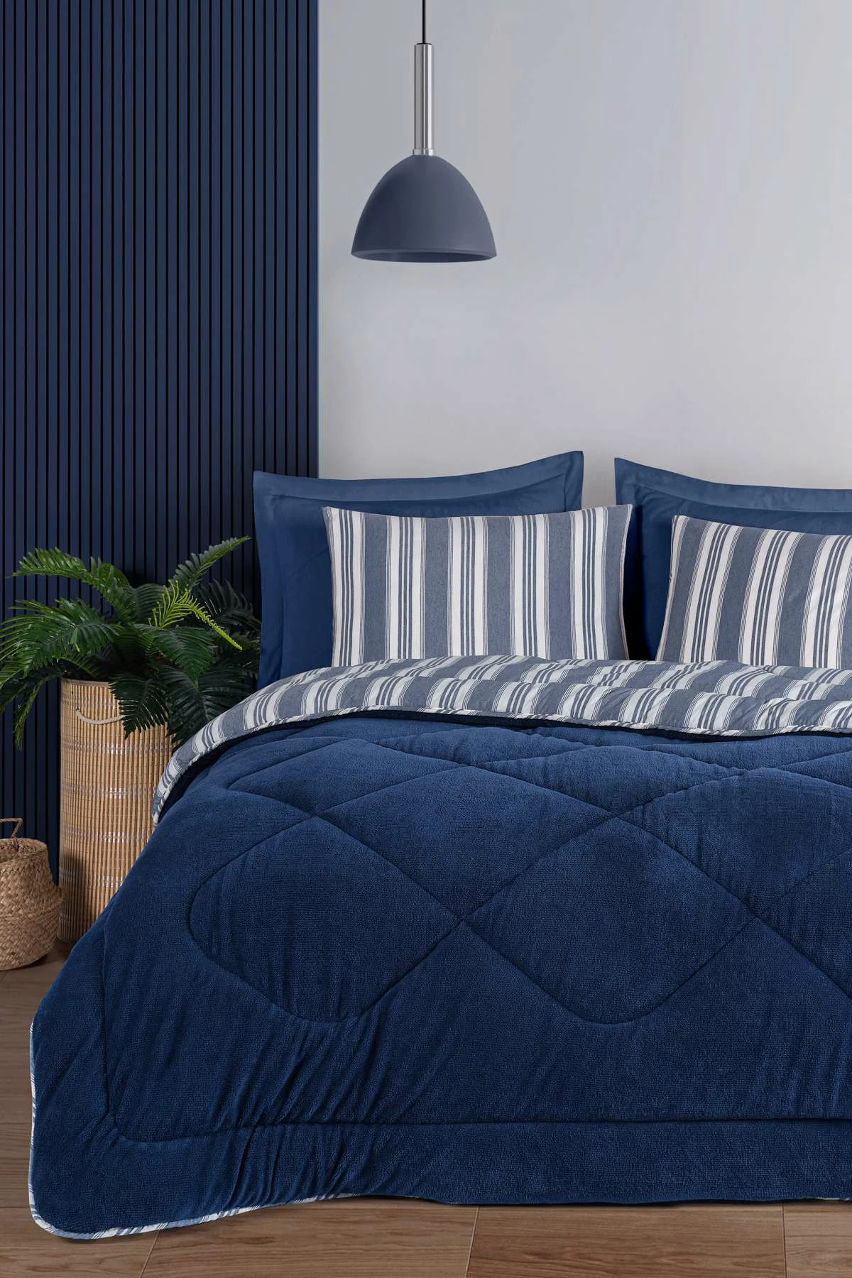 Set jorgan e jastëk, njësh, Soft Line, ngjyrë navy