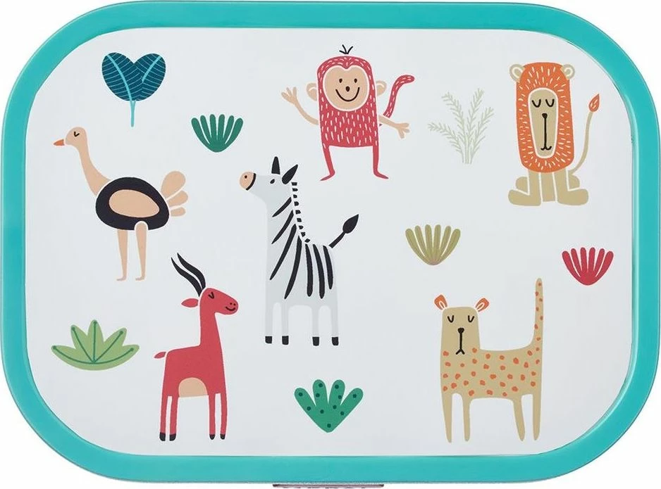 Kuti ushqimi për fëmijë Rosti Mepal Lunchbox Campus Animal Friends 107440065373, 18x13x6 cm, bardhë/turkez