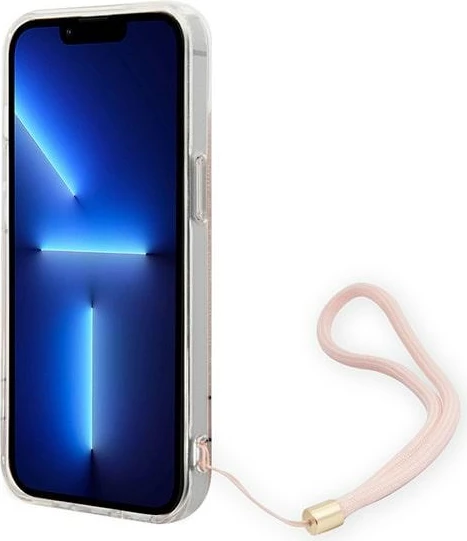 Mbështjellës Guess GUOHCP14MH4STP për iPhone 14 Plus 6.7", rozë me varëse
