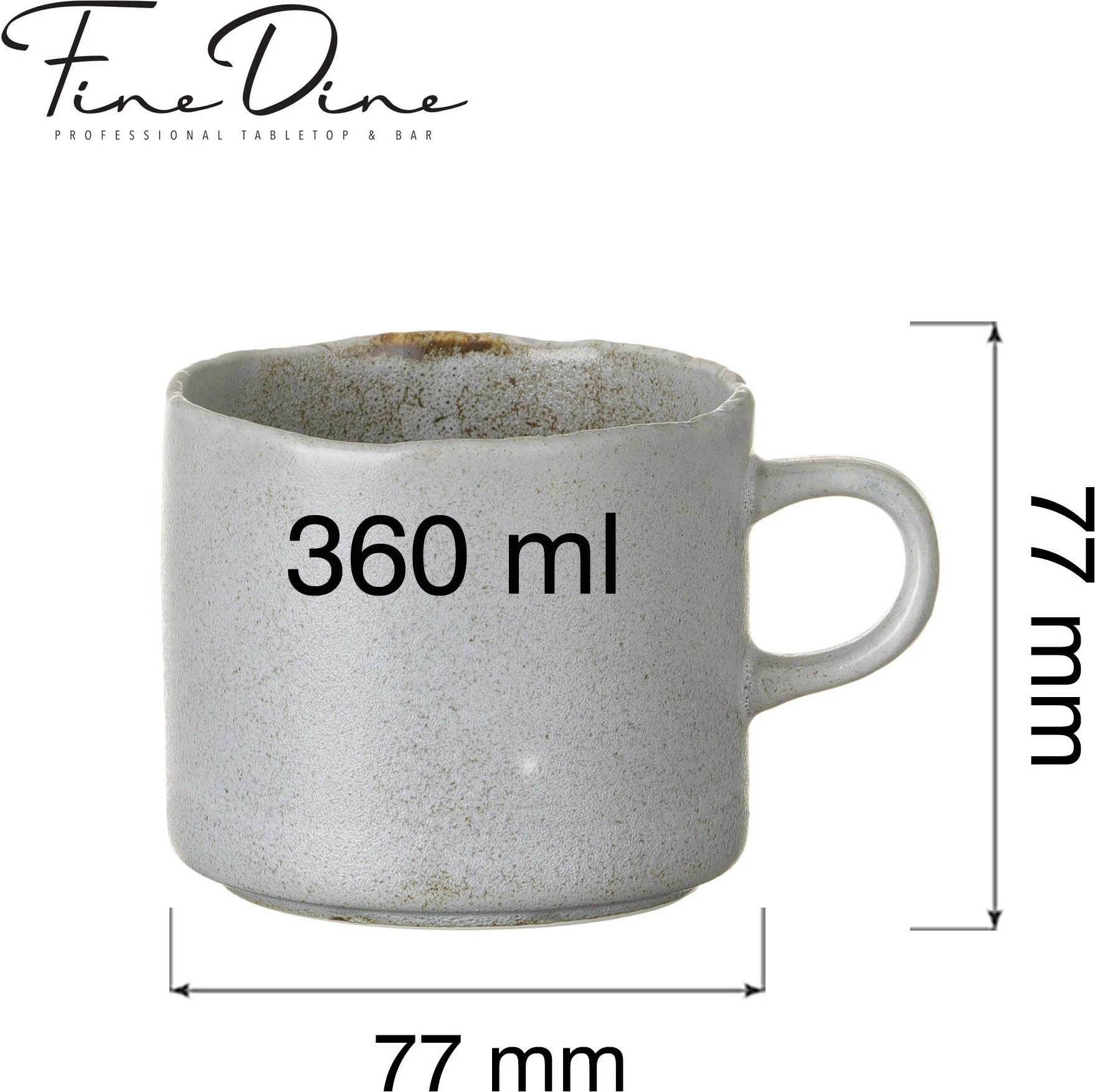 Mug Fine Dine Stark 360ml, gri, set 3 copë