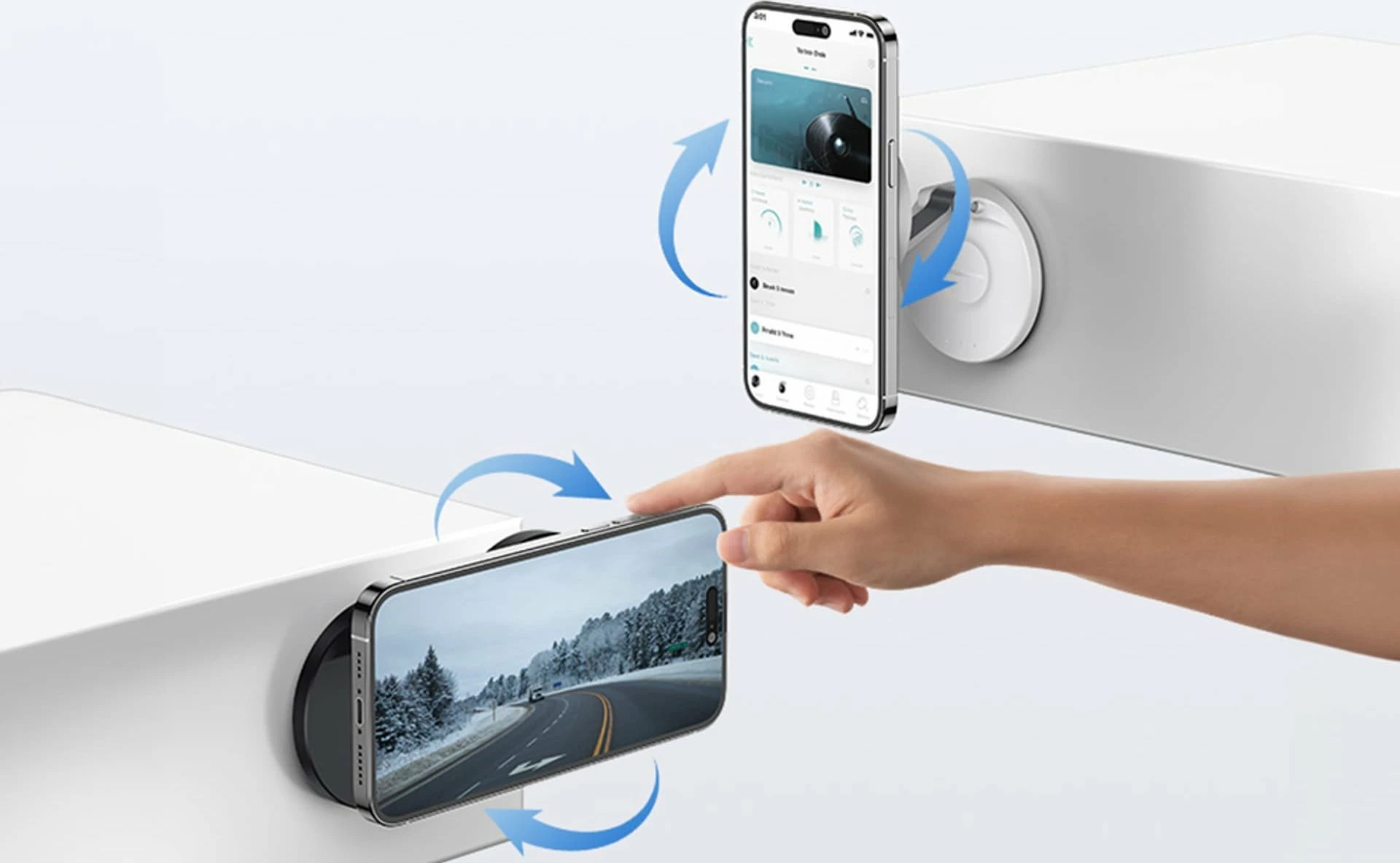 Mbajtëse magnetike për celular Baseus MagPro (MagSafe), montim në panel, rrotullim 360°, e zezë, set me pllakë metalike