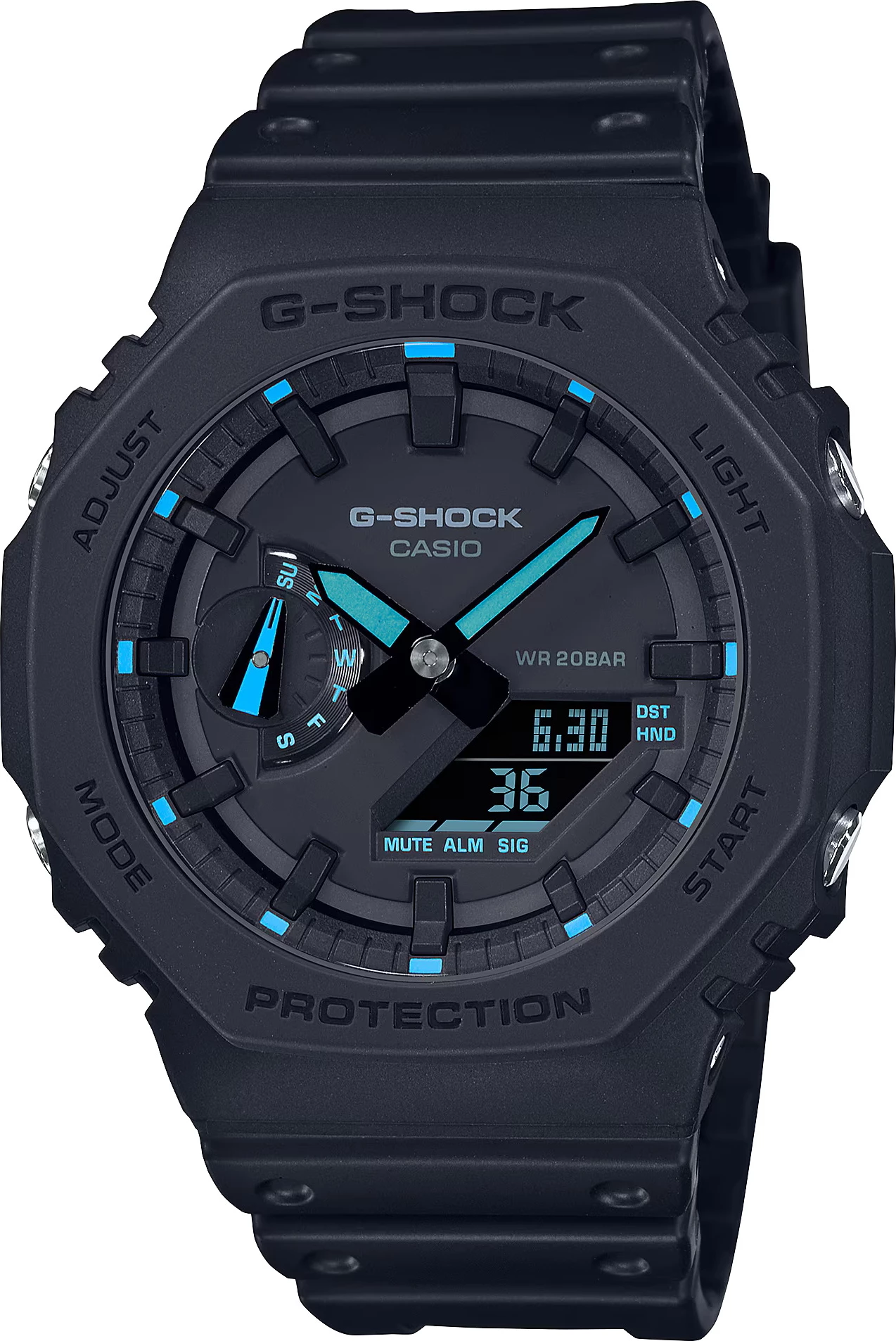 Orë dore G-SHOCK GA-2100-1A2, e zezë/kaltër