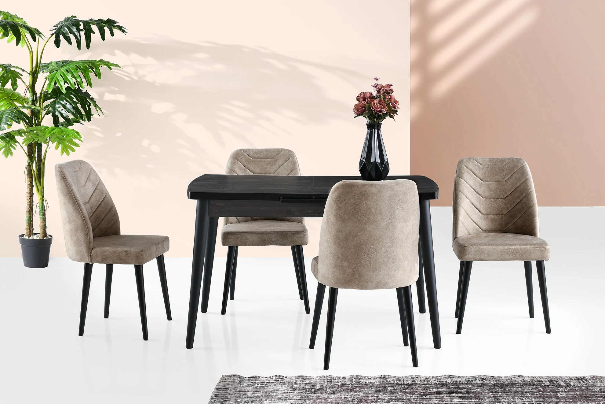 Tavolinë e zezë për ngrënie Skye Decor, Inci - 1143