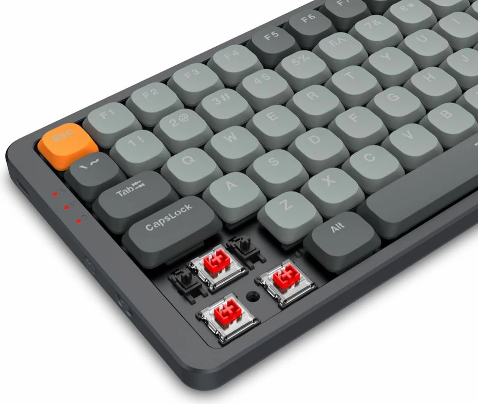 Tastierë mekanike wireless Redragon Azure K652GG RGB Pro K652GG, 75% (84 taste), low-profile, red switch, RGB, tri-mode Bluetooth/2.4GHz/USB, gri e errët