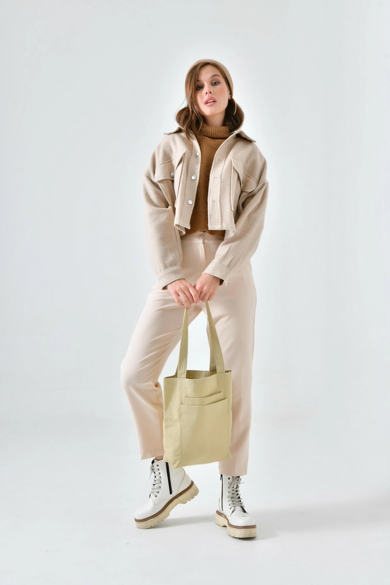 Çantë tote Zoozie Bags, 2118, bezhë, gabardinë