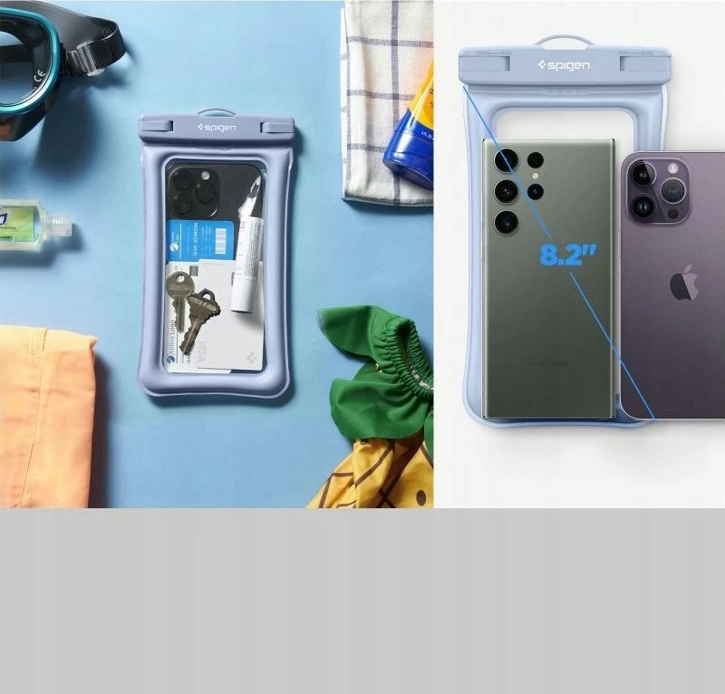 Mbështjellës i papërshkueshëm nga uji për Celular Spigen Aqua Shield A610, deri 6.9\", IPX8, aqua blue, set 2 copë