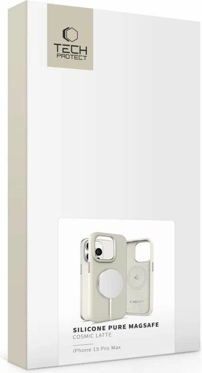 Mbështjellës Tech-Protect Silicone PU MagSafe për iPhone 15 Pro Max, Bezhë