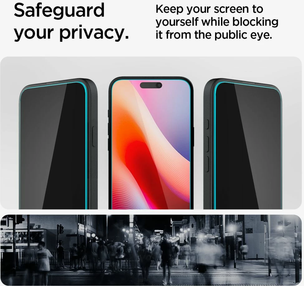 Mbrojtës ekrani Spigen Glas.tR EzFit Privacy për iPhone 15/16, 2 copë