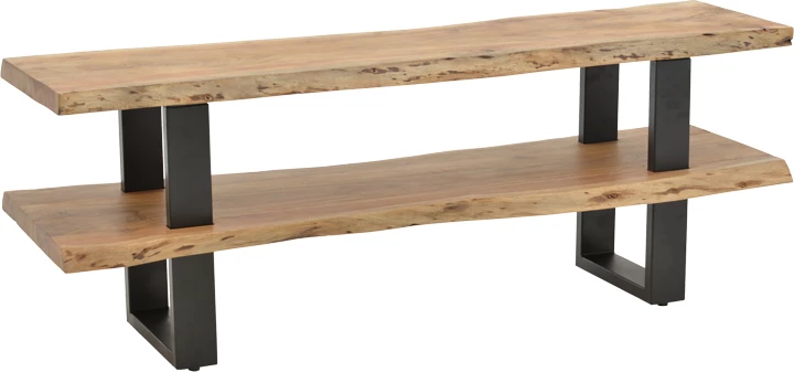 Komodë TV Fuji, dru akacie natyrale, këmbë metalike të zeza, 140x40x52cm