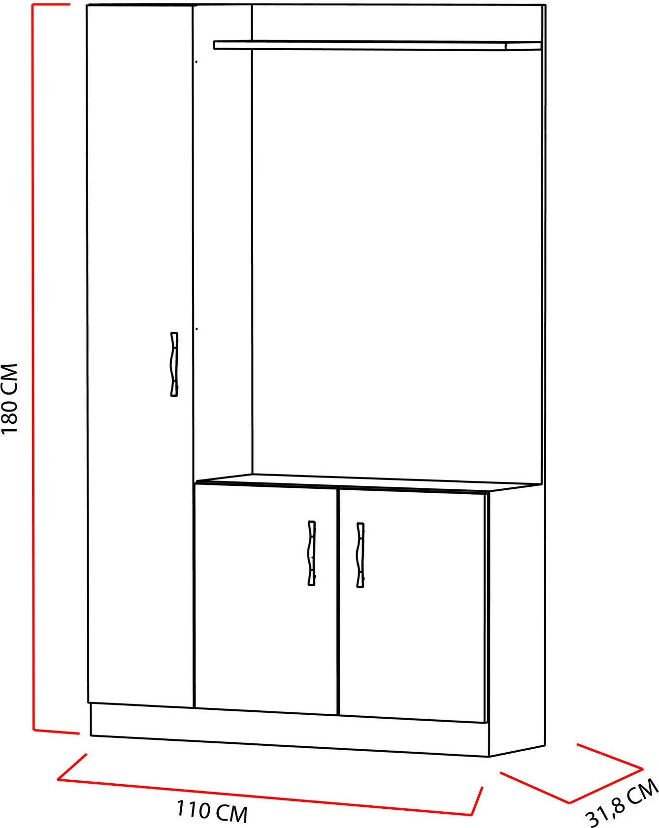 Stendë për korridor, ngjyrë natyrale-teak, e bardhë