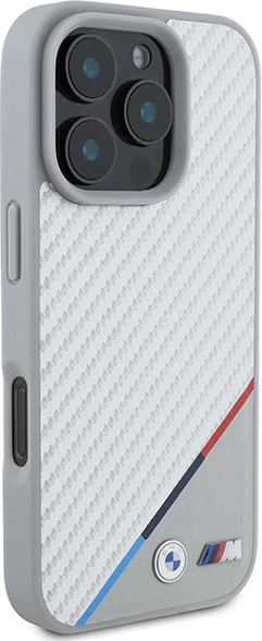 Mbështjellës BMW M Carbon Tricolor Line MagSafe për iPhone 16 Pro, Gri