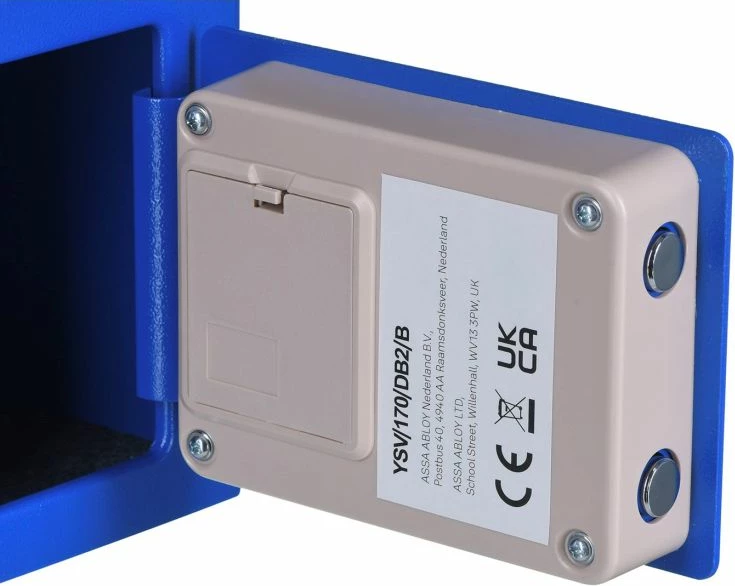 Kasafortë elektronike Yale, mini, e kaltër