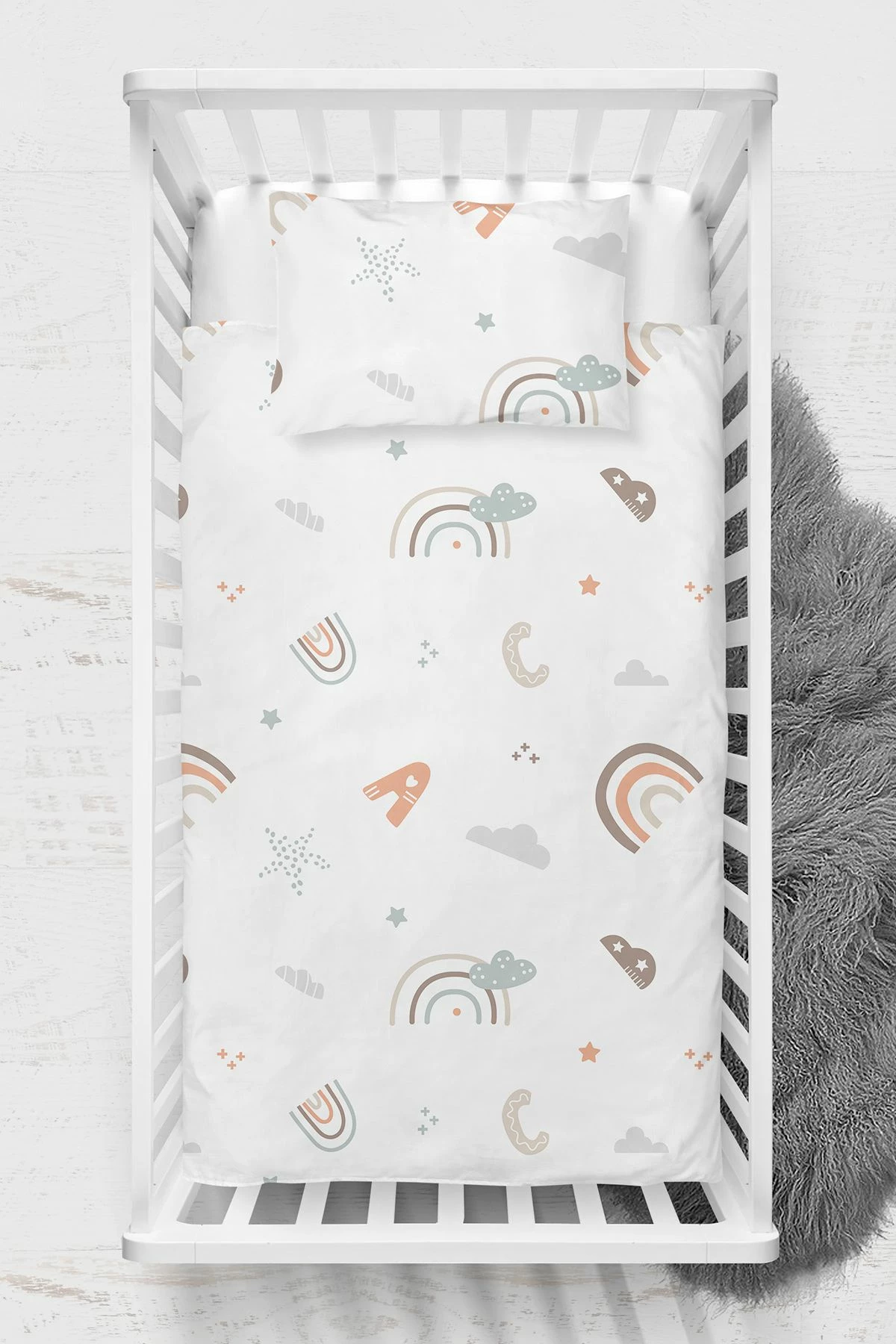 Set mbulesë për jorgan për bebe, L'essentiel, Abc, portokalli, kafe, mente