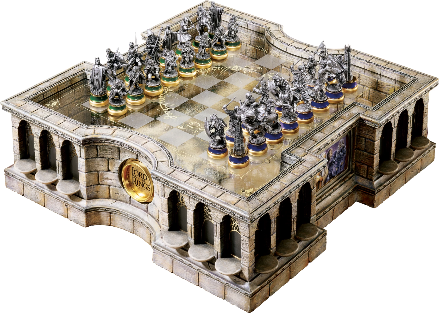 Set shahu NOBLE COLLECTION The Lord of the Rings, tabelë 38 x 38 cm, 32 figurina prej kallaji