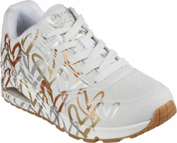 Këpucë Skechers Uno Metallic Love për femra, të bardha