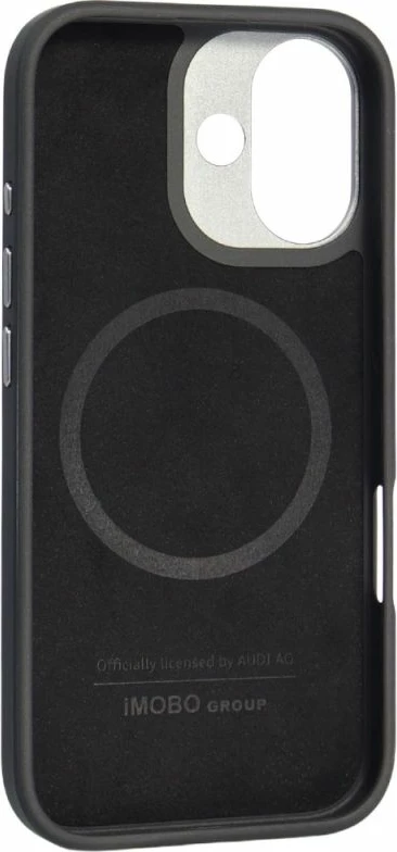 Kapak telefoni Audi R8 Genuine Leather për iPhone 17, zi e kuqe