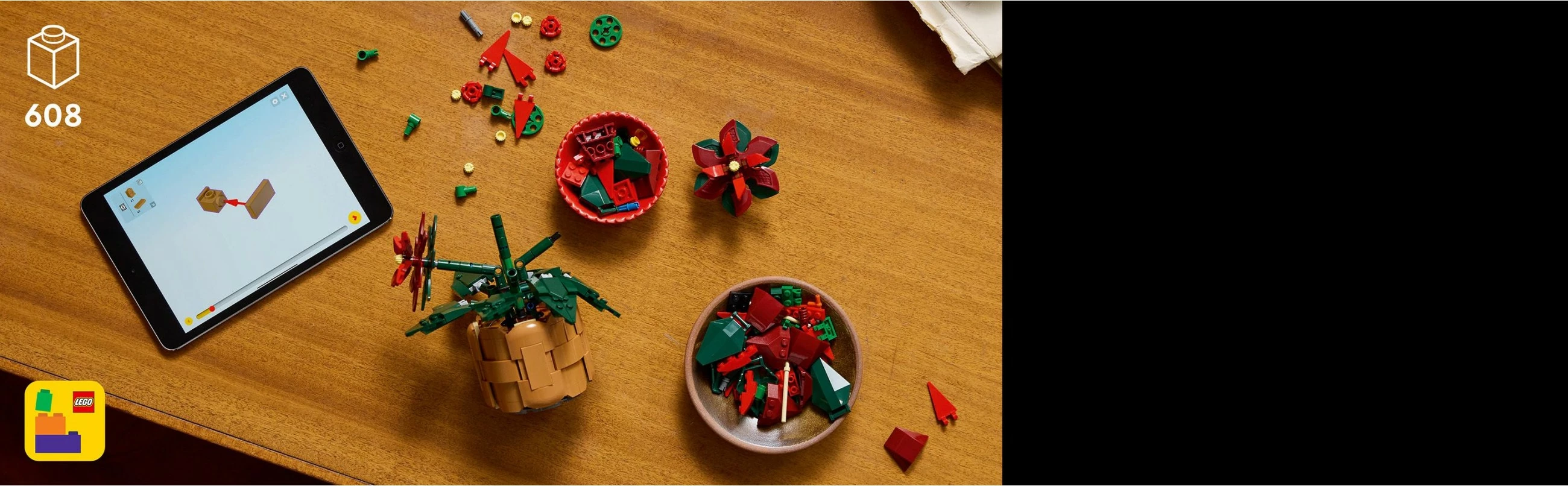 Set ndërtimi LEGO Icons 10370, 608 pjesë, Poinsettia, shumëngjyrësh