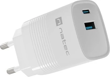 Karikues Natec Ribera GaN 30W, USB-A dhe USB-C, i bardhë