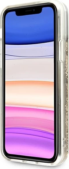 Mbështjellës Guess 4G Big Liquid Glitter për iPhone 11/XR, Ari
