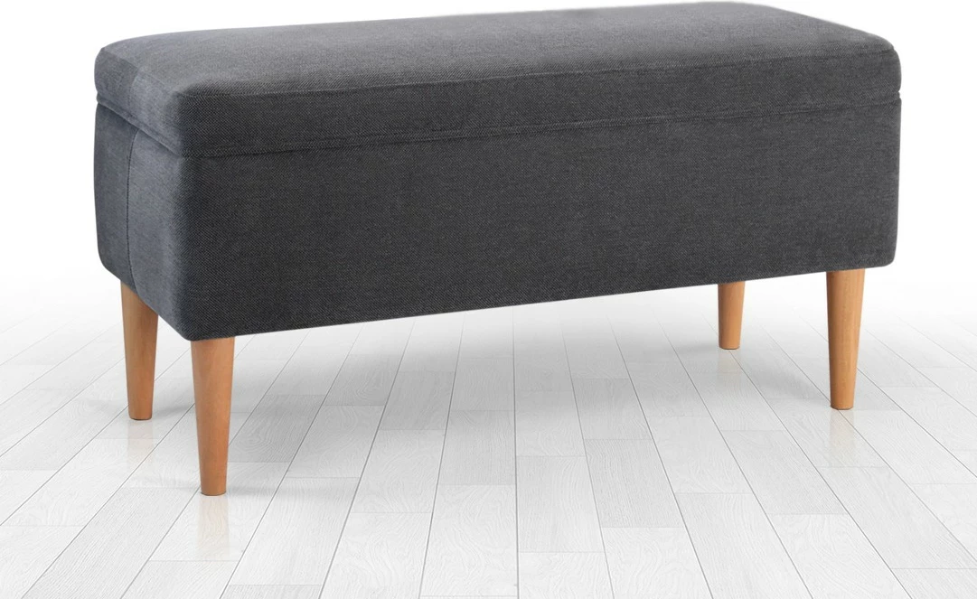 Pouf Glend, ngjyrë gri, këmbë druri ahu