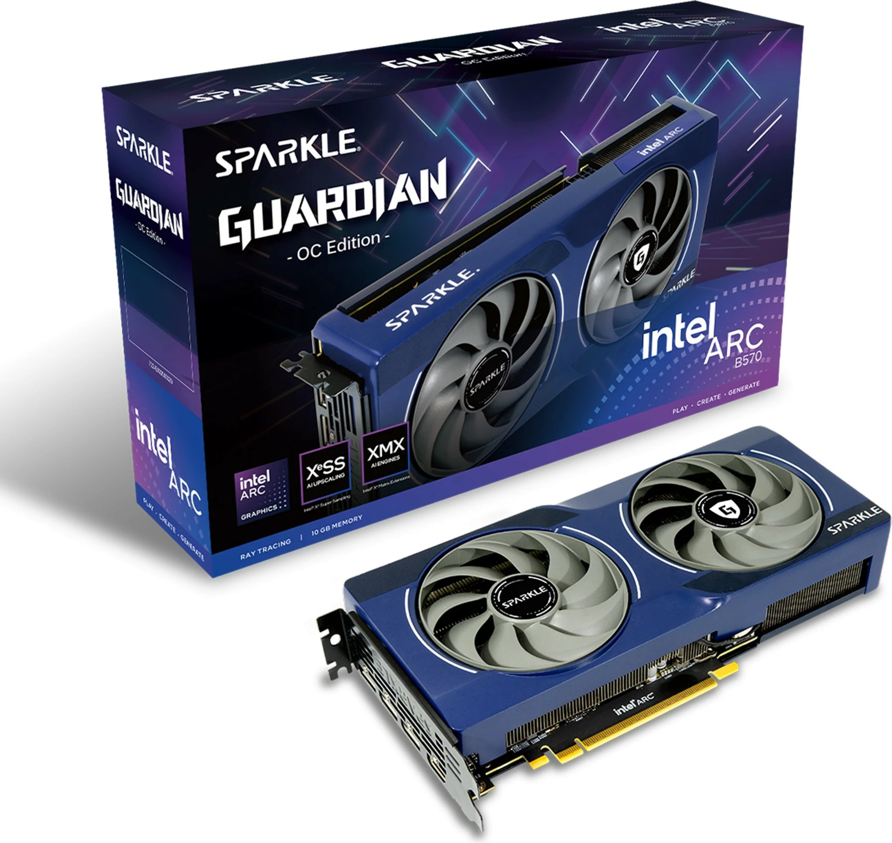 Kartelë grafike Sparkle B570 10GB Intel Arc Guardian OC GDDR6, e kaltër